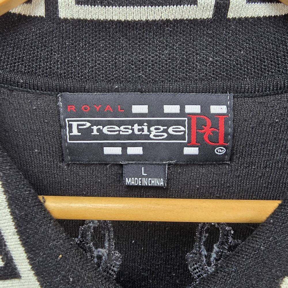 Vintage Royal Prestige Full Zip Jacket Large Black Embroidered Medusa Greek Key - Picture 9 of 16